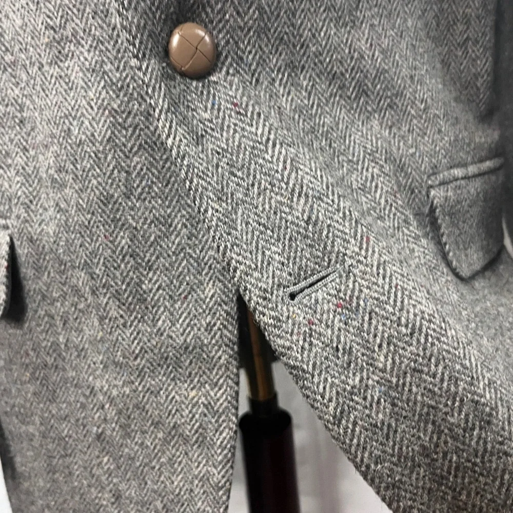 Farah Mens 42R Grey Herringbone Wool Sport Coat‎ Blazer Jacket Academia Heritage